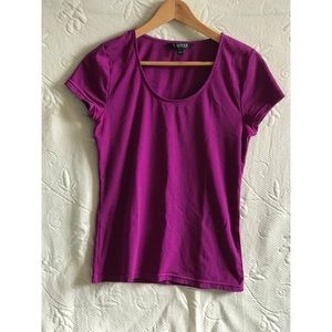 LAUREN RALPH LAUREN DEEP PLUM TEE - SIZE PL